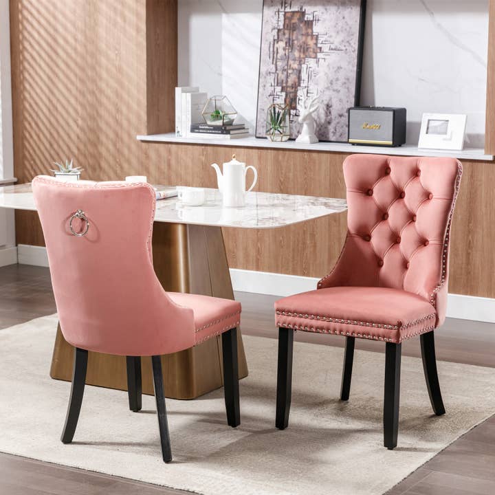 Modern Home Touch – wholesale Chair – Shena Set of 2 Velvet Kitchen Dining Chairs Knocker Back33