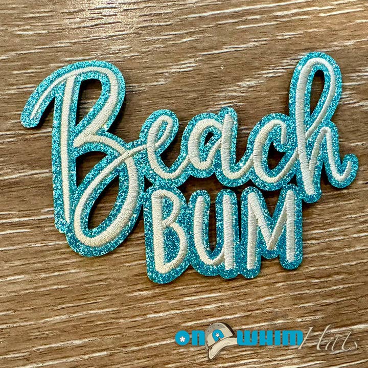 Beach Bum Embroidered Iron-On Patch for wholesale by On a Whim Hats