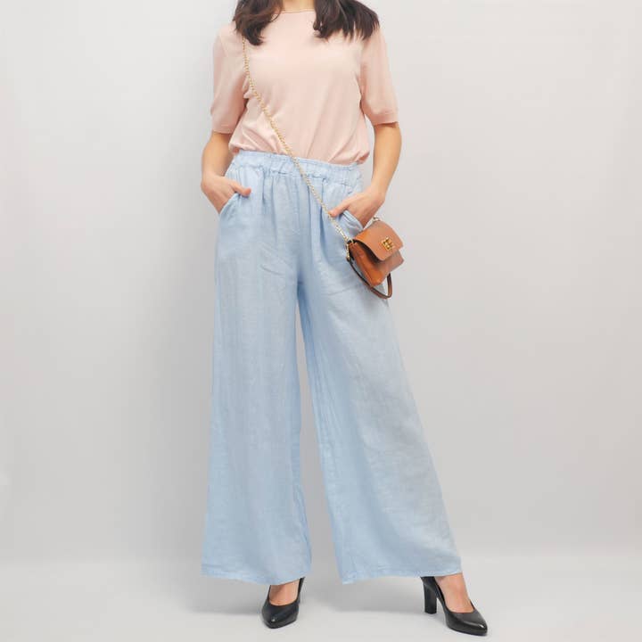 Cecile Wang - Wholesale Pants - Women's - Linen pants with elastic waistband YX18162
