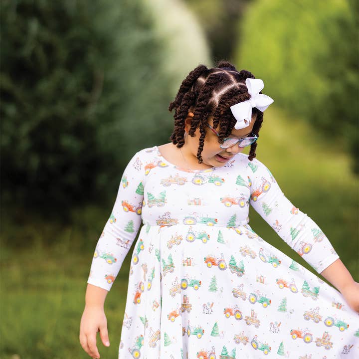 Moo-y Christmas Organic Cotton Christmas Twirl Dress for wholesale by Nola Tawk