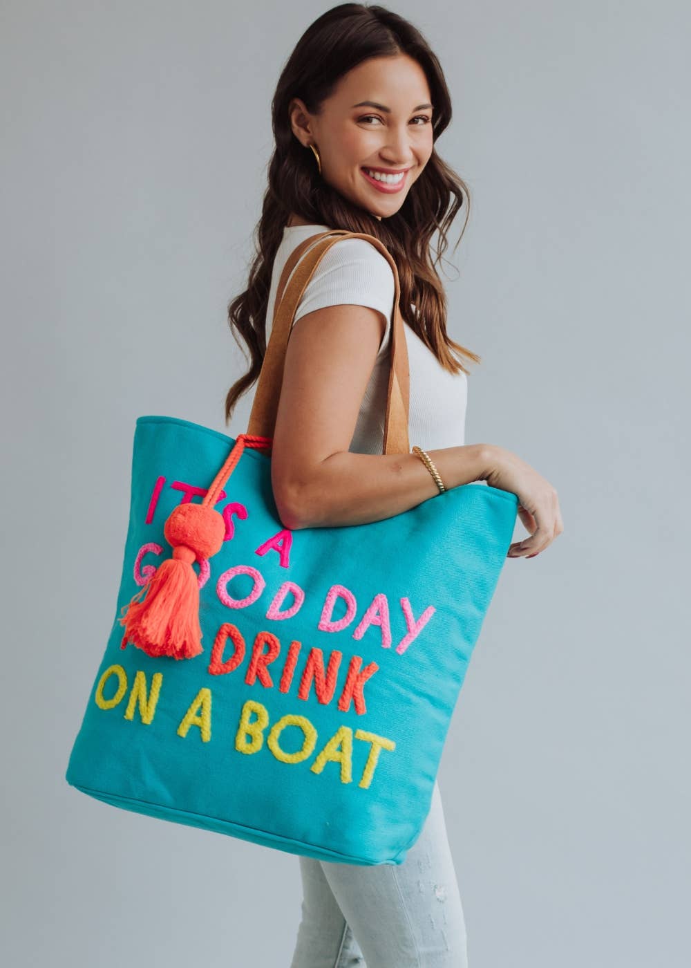 Panache Apparel Co. - Wholesale Tote Bag - Women's - Blue Drink On A Boat Tote2