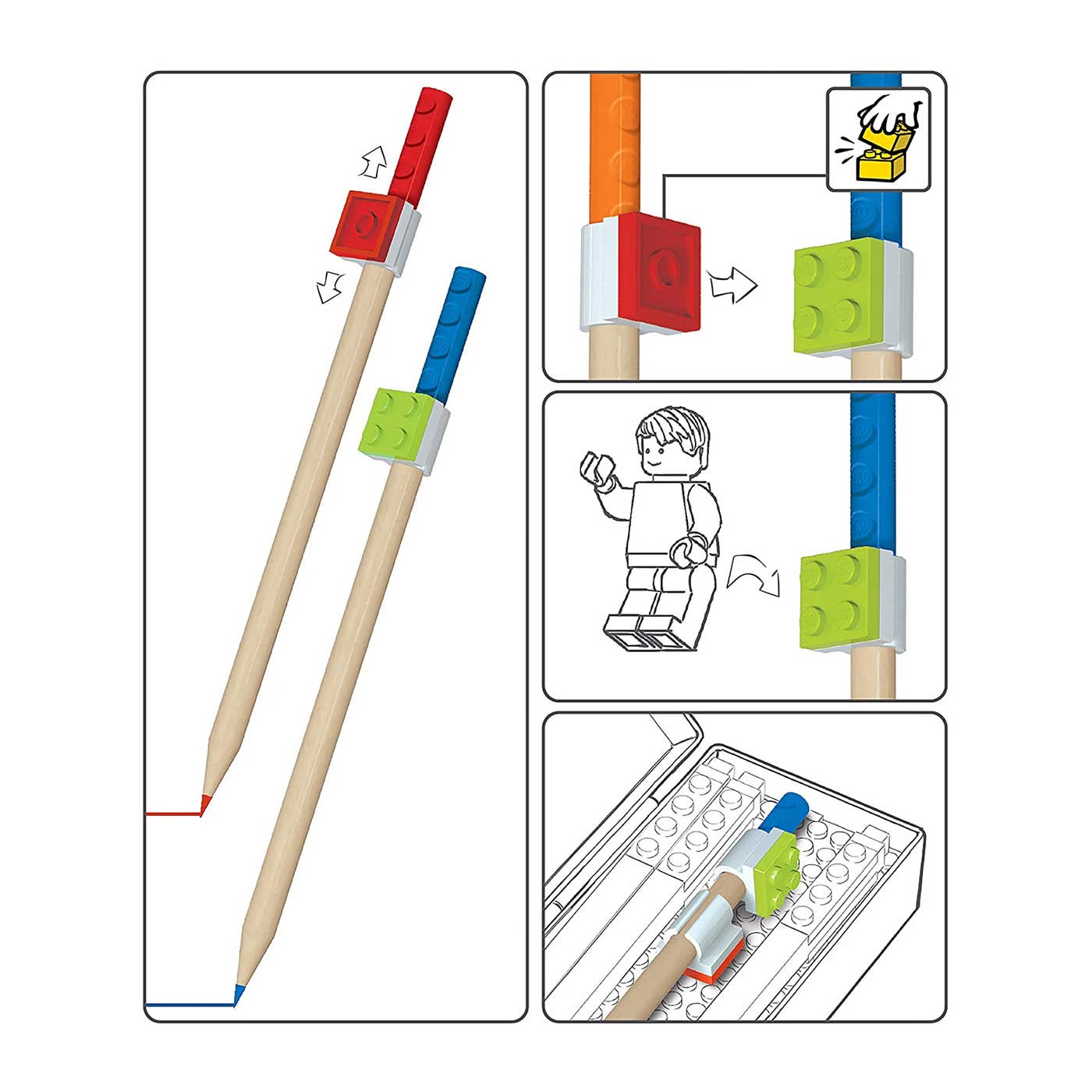 Joy Toy – Großhandel Buntstift – Kind & Baby – LEGO Buntstifte mit Topper – 12 Farben in Geschenkpackung2