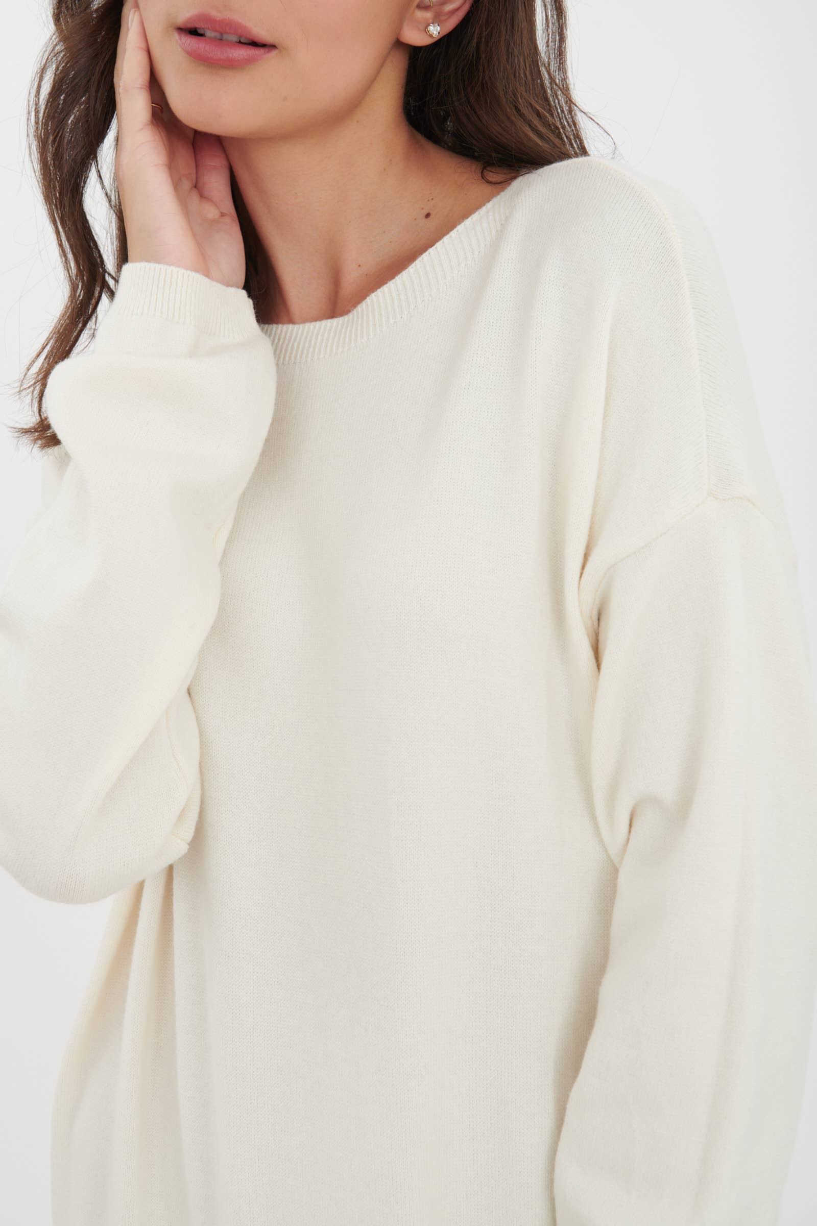 ORNELLA PARIS - Wholesale Dress - Women's - LEL-R22271 plain long sweater dress9