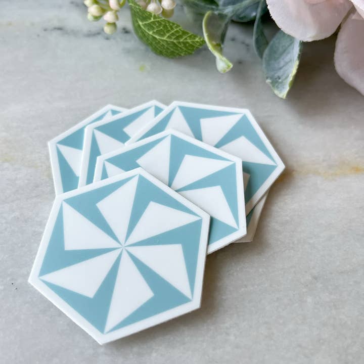 Hexie Pinwheel Sticker for wholesale by Wild Plum Lane