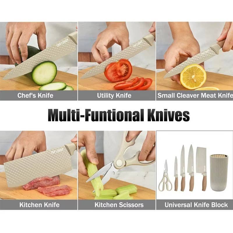 VIGOR - Wholesale Knife Set - Stainless Steel Kitchen Knives Kitchen Knife Wood Grain10