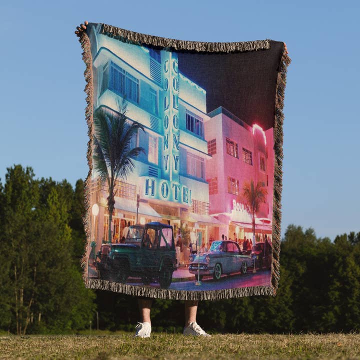 3dRose - Wholesale Throw Blanket - 3dRose, South Beach Miami, Blanket1