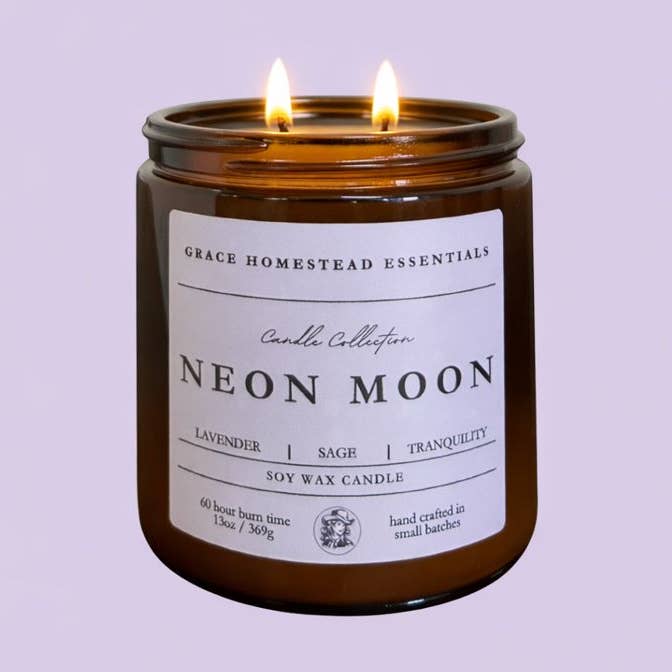 Vela de Soya Neon Moon - 13 oz para venta al por mayor de Grace Homestead Essentials