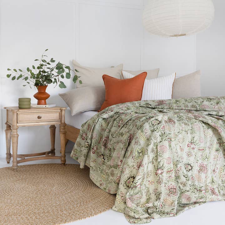 Indian Kantha Quilt Blanket Bedspread Coverlet - Madras for wholesale by Linen Connections