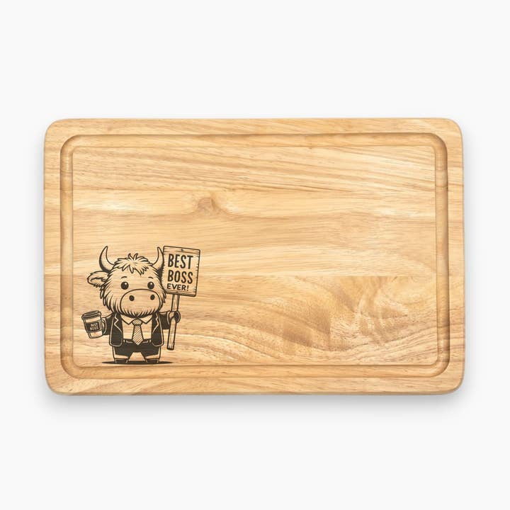 Planche à découper en bois gravée Highland Cow Meilleur Patron pour la vente par AboutWood