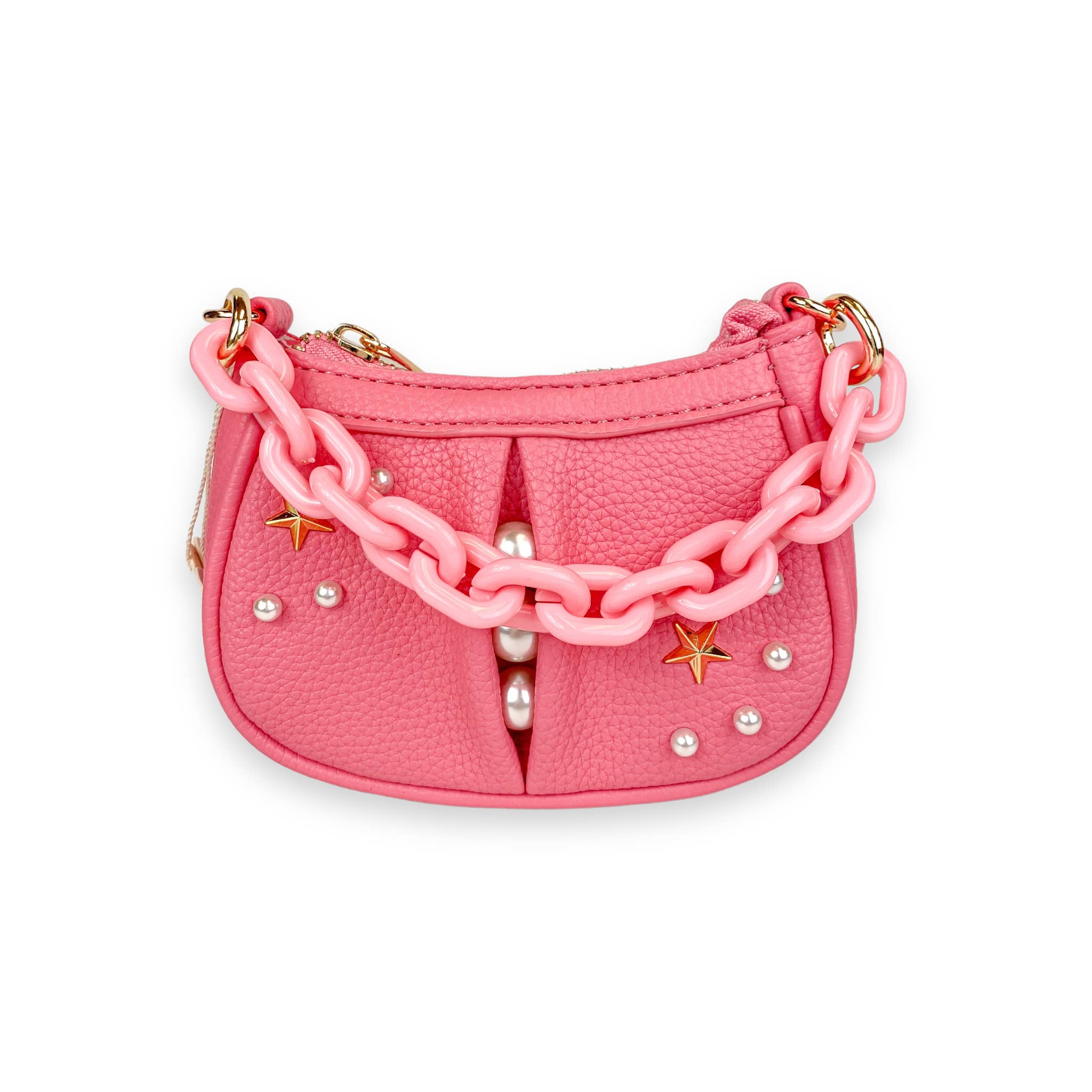 Doe a Dear - Wholesale Shoulder Bag – Kids - P50 B1310 Pearl Studs Mini Leather Shoulder Bag (4 Colors)