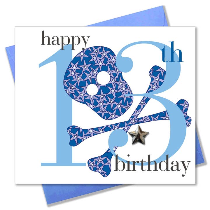 Carte d'anniversaire, garçon de 13 ans, joyeux 13e anniversaire, ornée d'une étoile rembourrée pour la vente par Claire Giles Ltd