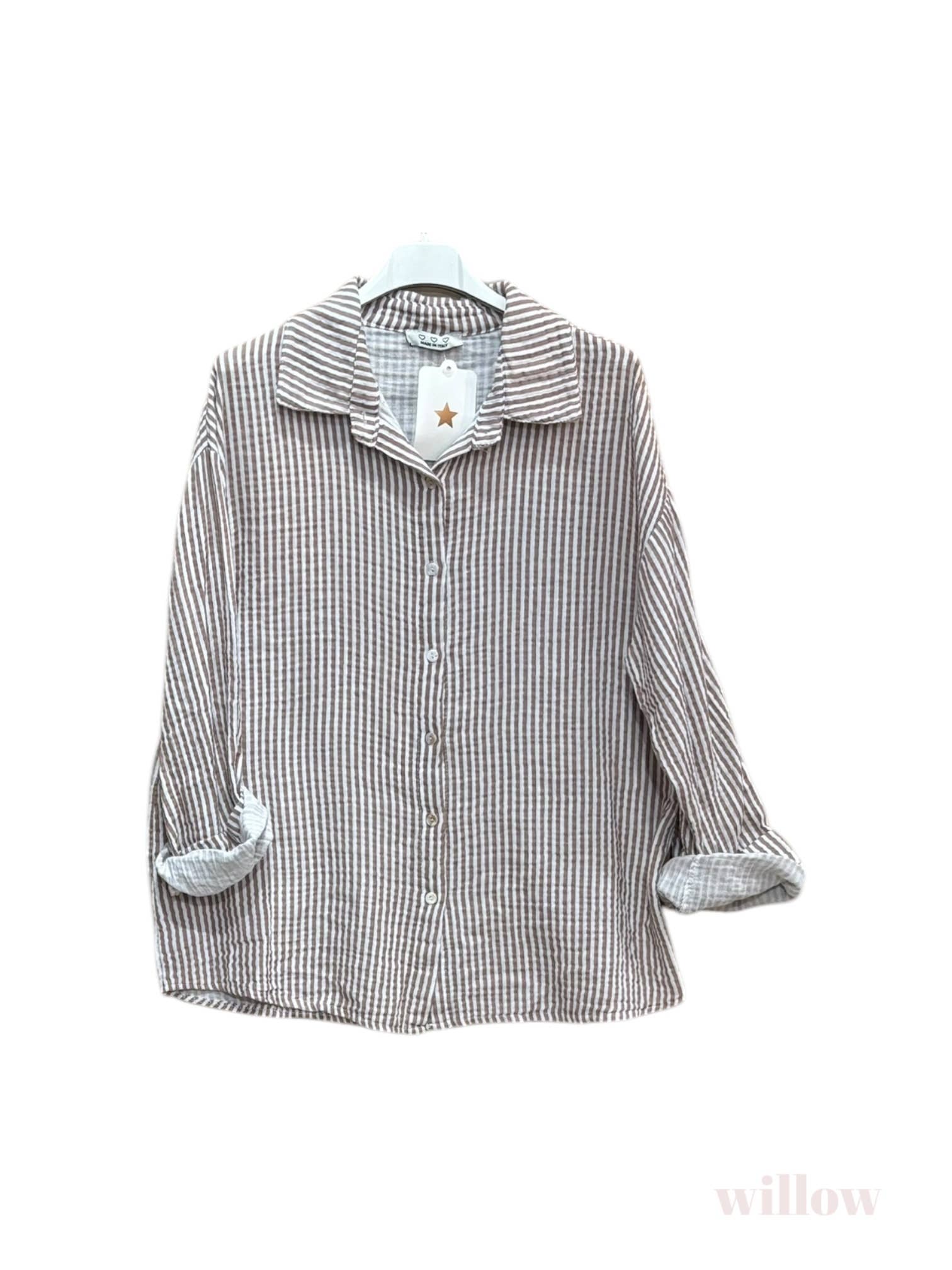 Moonsun - Wholesale Shirt - Women's - #3036 Striped cotton gauze shirt2
