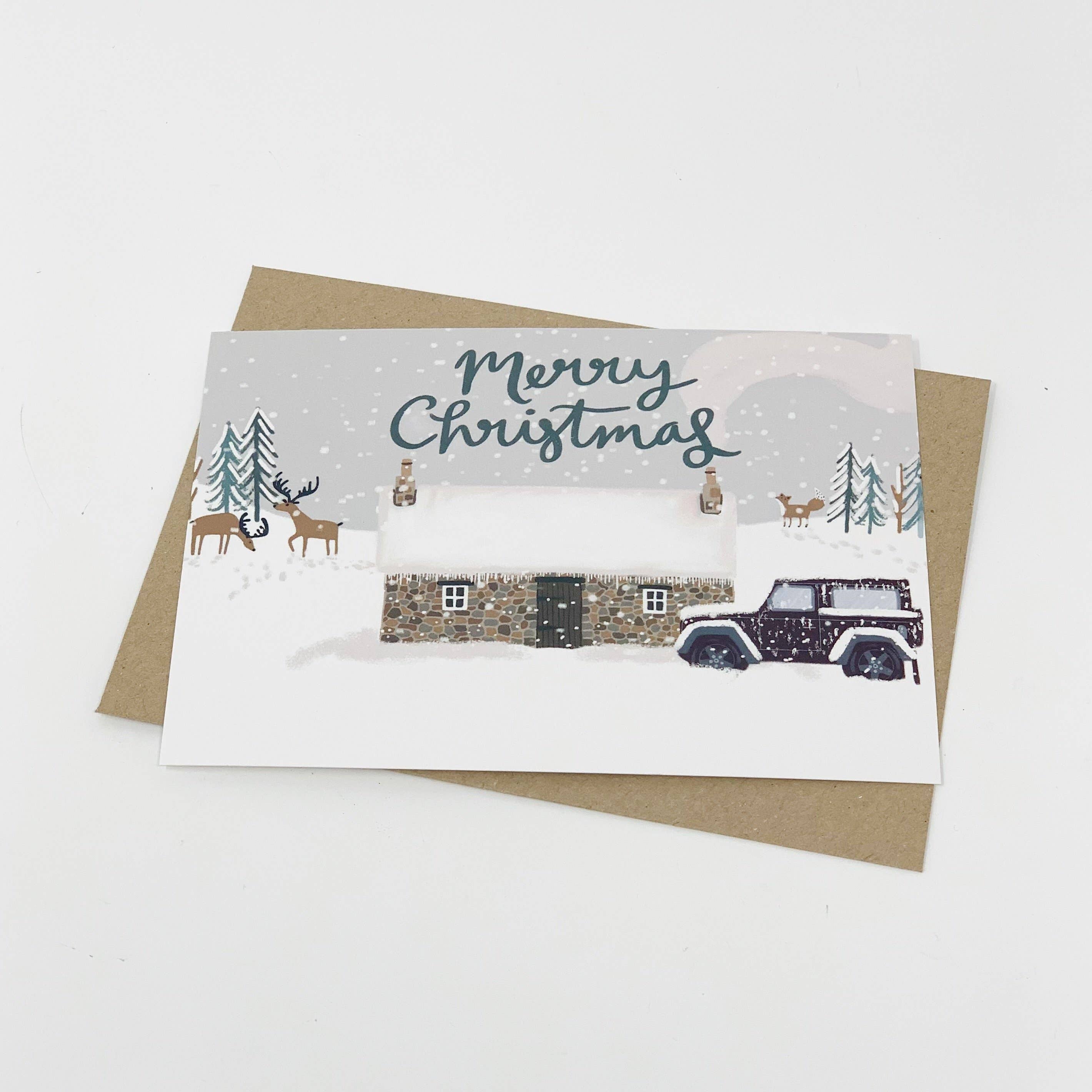 Lomond Paper Co – wholesale Christmas card – Bothy in the Snow "Merry Christmas" - Christmas Card4