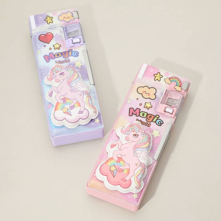Kids Multi Compartment Unicorn Pencil Case for wholesale by Sensibling Corp.