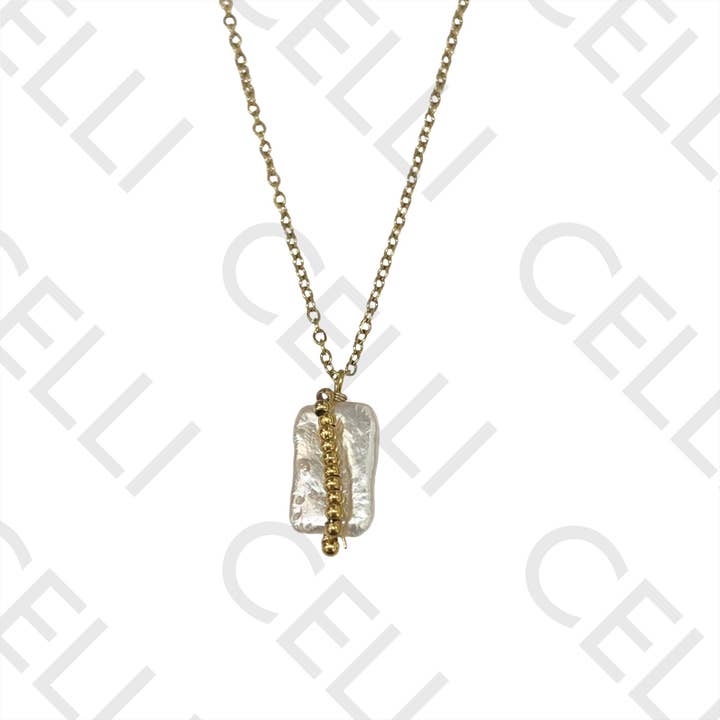 Celli Biju – wholesale Stora halsband – Stålstjärt - fyrkantig pärla med naturstenar4