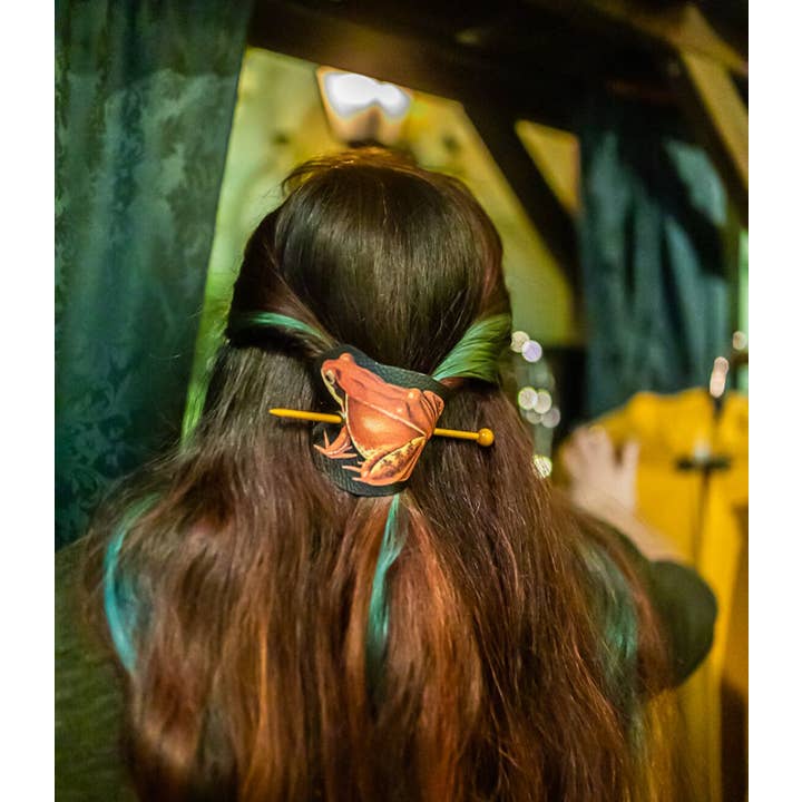 Costurero Real - Venta al por mayor Pasador para el pelo - Mujer - Barrette pelo rana sapo cuero vegano cottagecore woodland