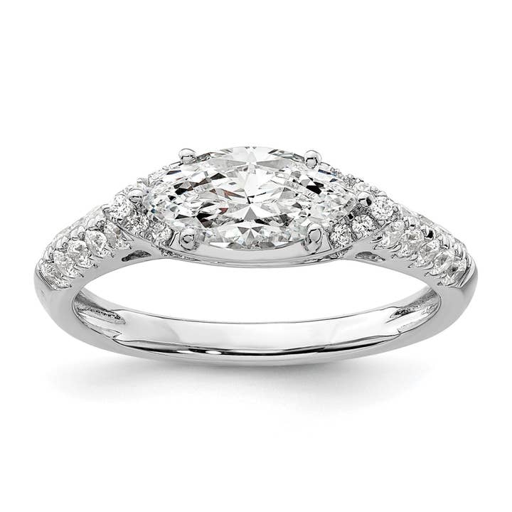 14k White Gold Lab Grown Diamond Engagement East West Ring Semi Mount 0.34 Ct for wholesale by Fine Diamond
