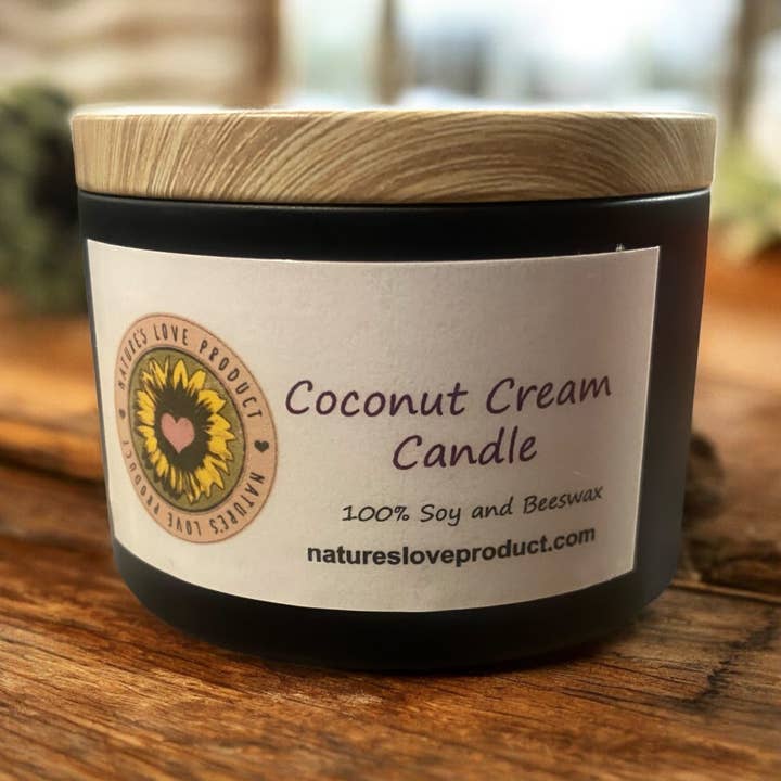 Coconut Cream Tin Candle with Wood Wick for wholesale by Nature's Love Product