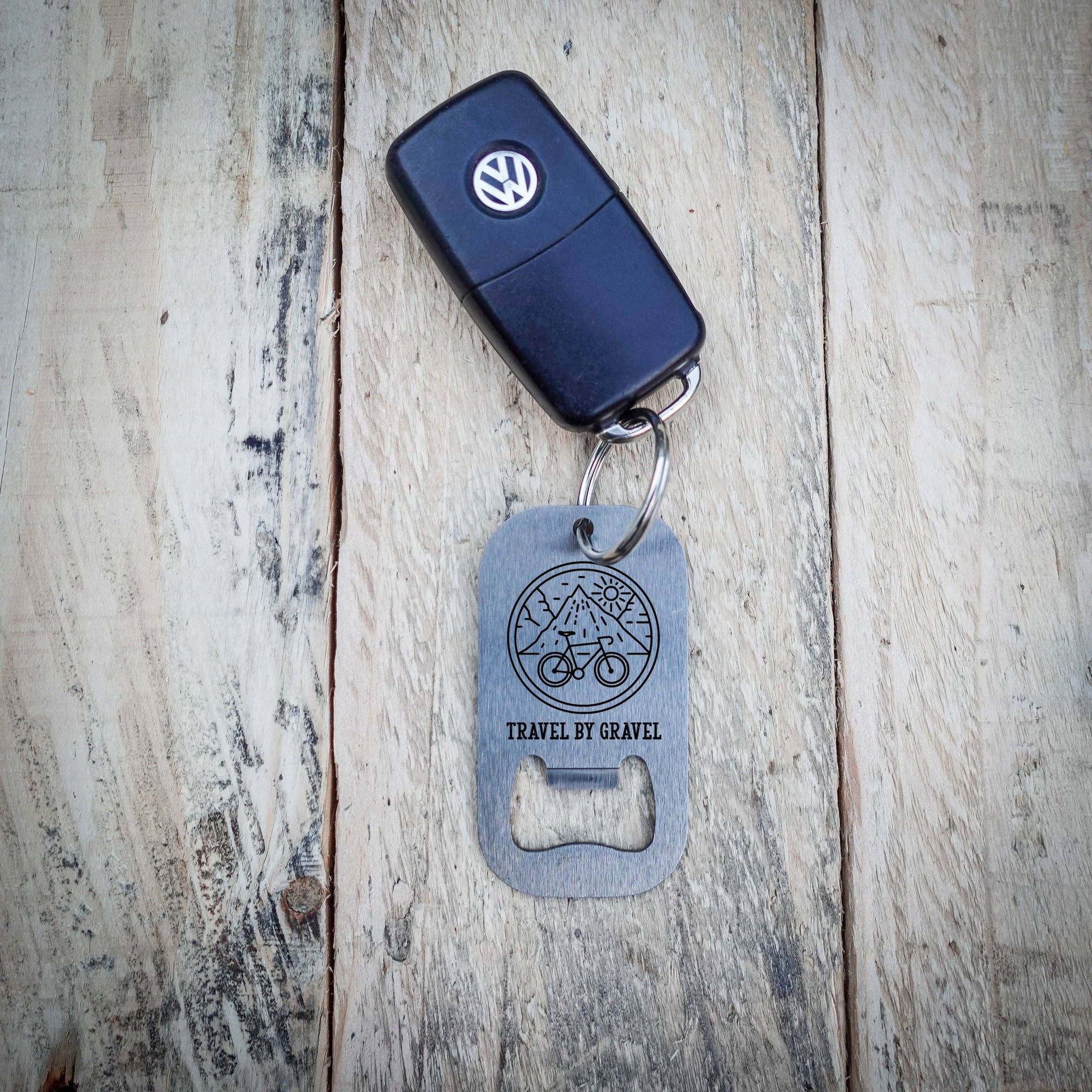 Travel By Gravel Key Ring Stainless Steel Bottle Opener for wholesale by EllieBeanPrints