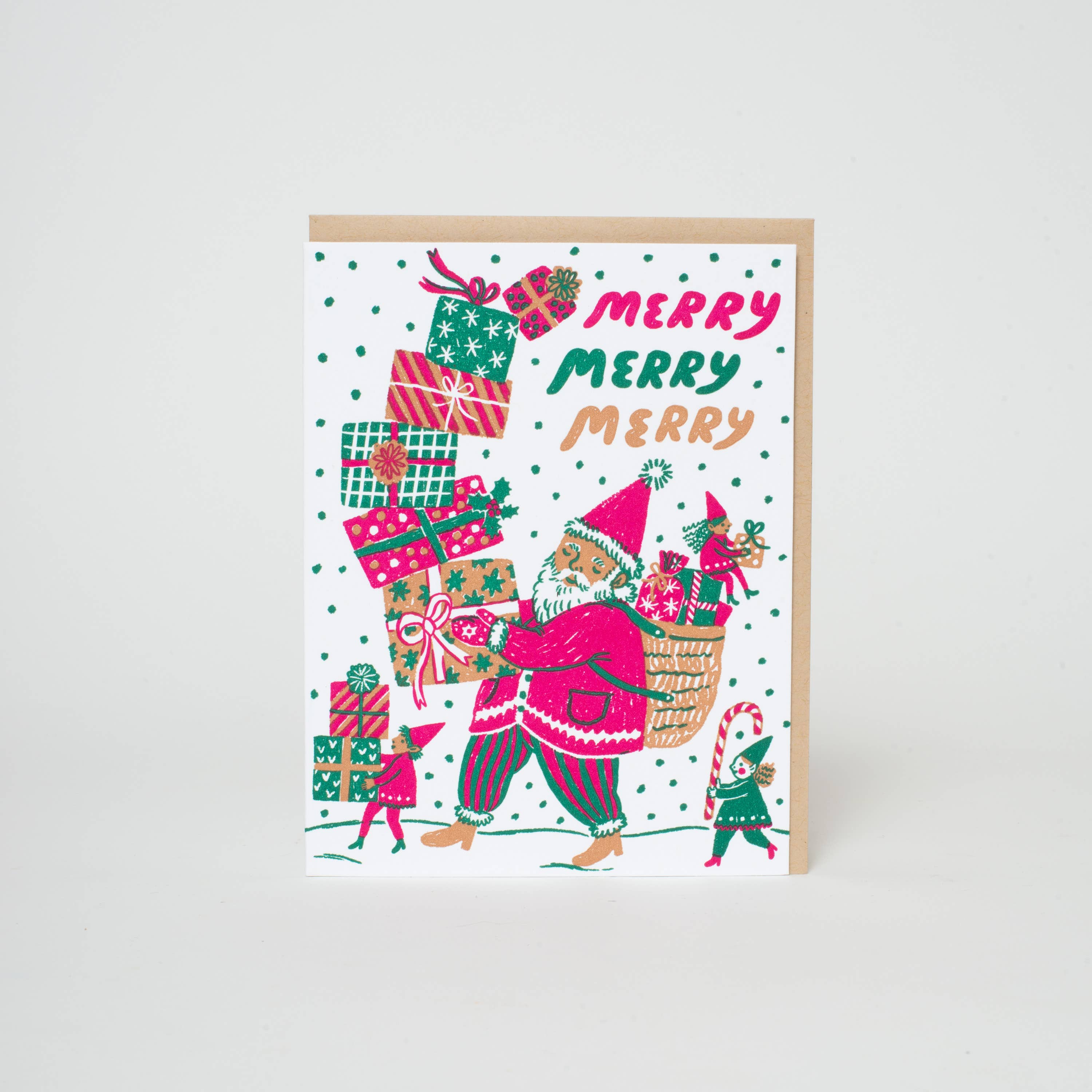Egg Press Manufacturing - Wholesale Christmas Card - Merry Santa Letterpress Greeting Card by Phoebe Wahl 1