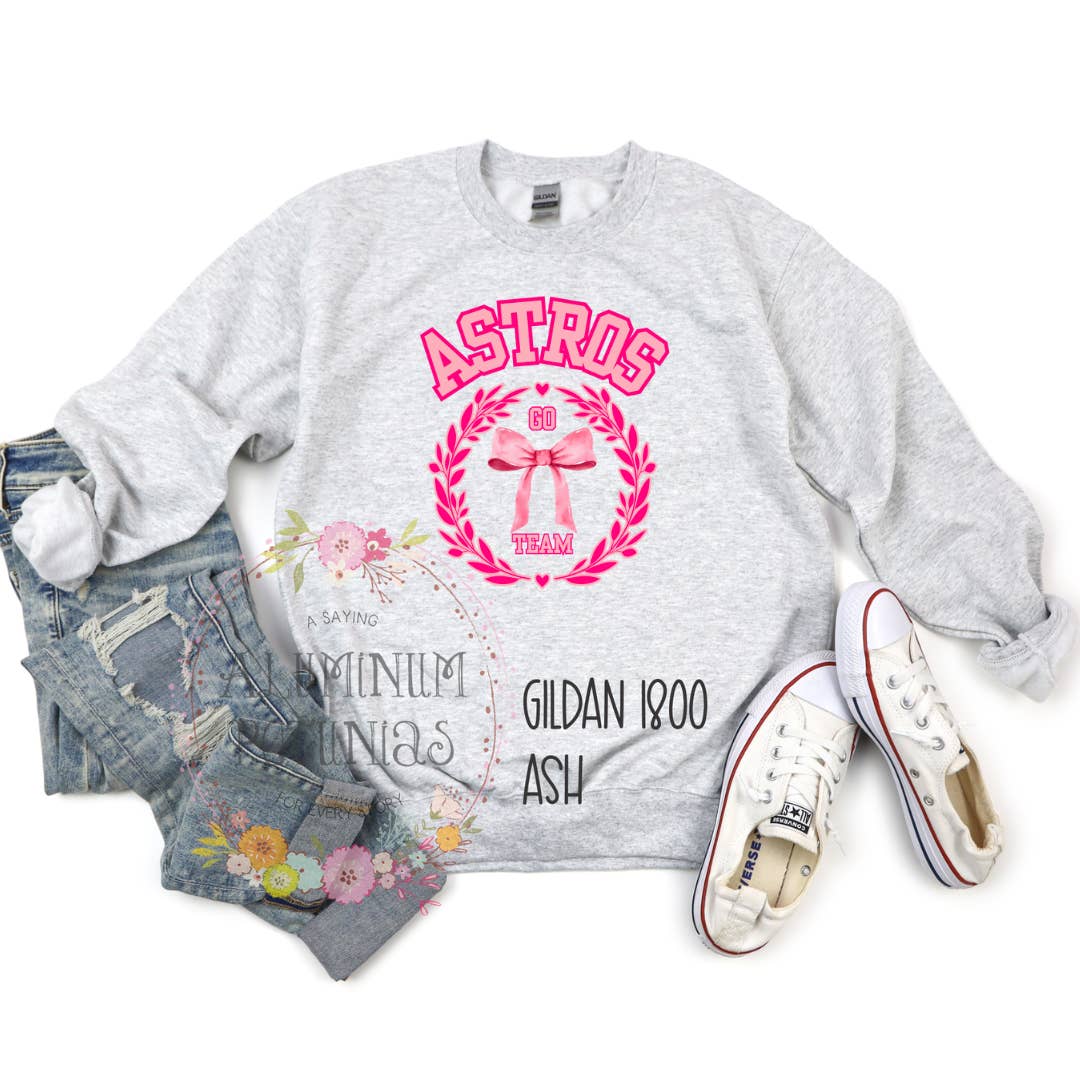 Aluminum Petunias - Wholesale Graphic Sweatshirt - Women's - Astros Pink Coquette Gildan Sweatshirt