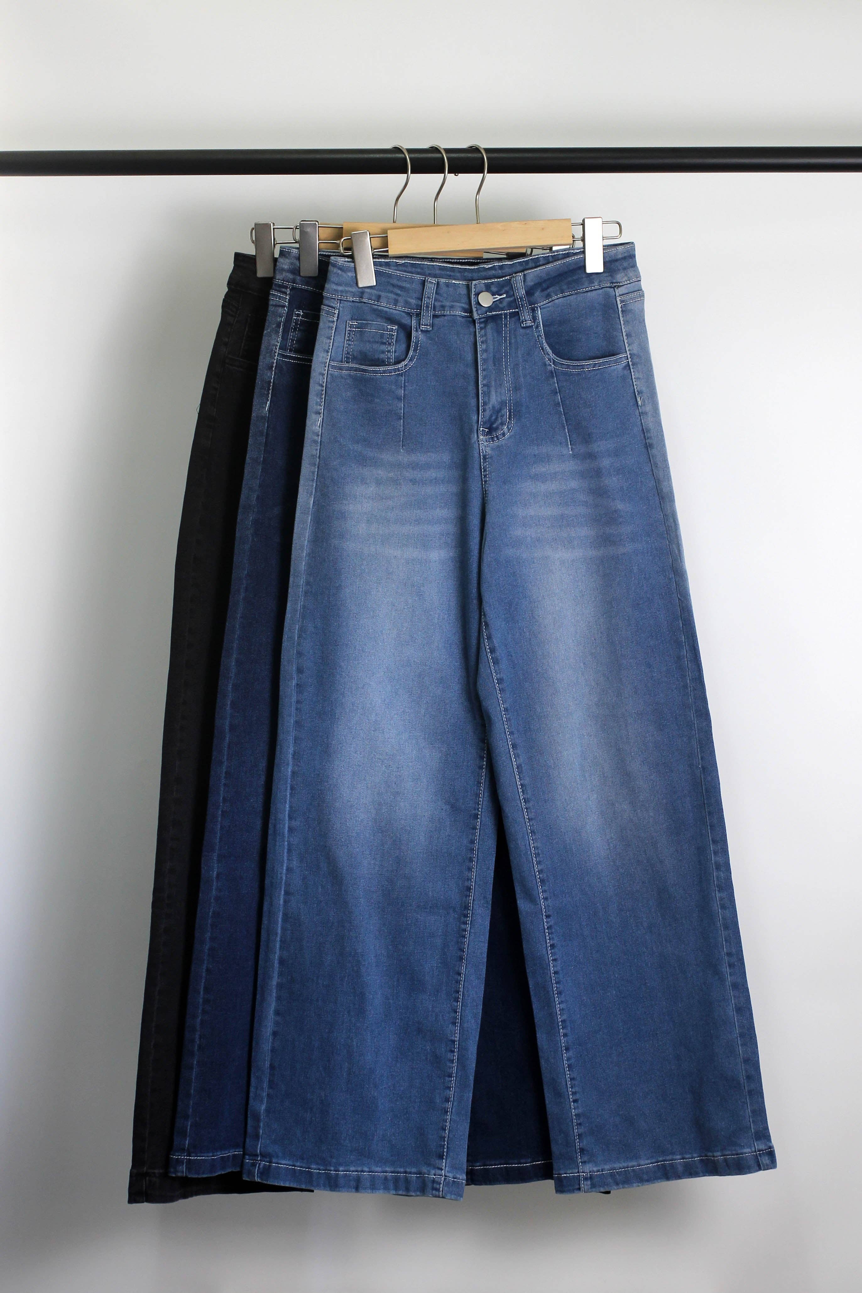 ESLEY - Vendita all'ingrosso Jeans - Donna - P2507XY38143 - Jeans a Gamba Larga a Vita Alta con Lavaggio Gradiente4