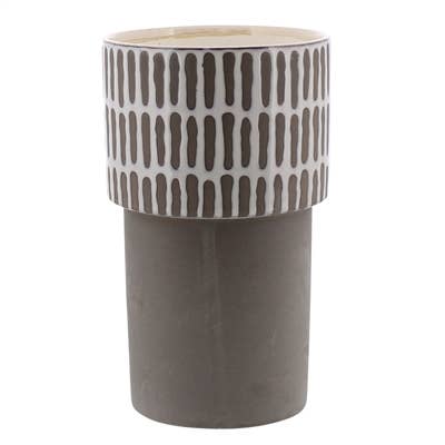 Portman Vase, Ceramic -Tall- White Top w Slip Glaze Grey Btm for wholesale by HomArt