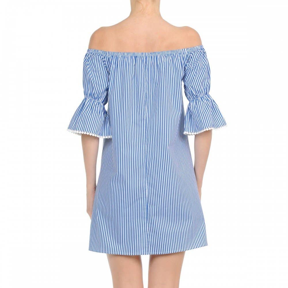 Paperdoll – Engroshandel Kjole - Dame – STRIBET POPLIN OFF VÆVET MINI KJOLE4