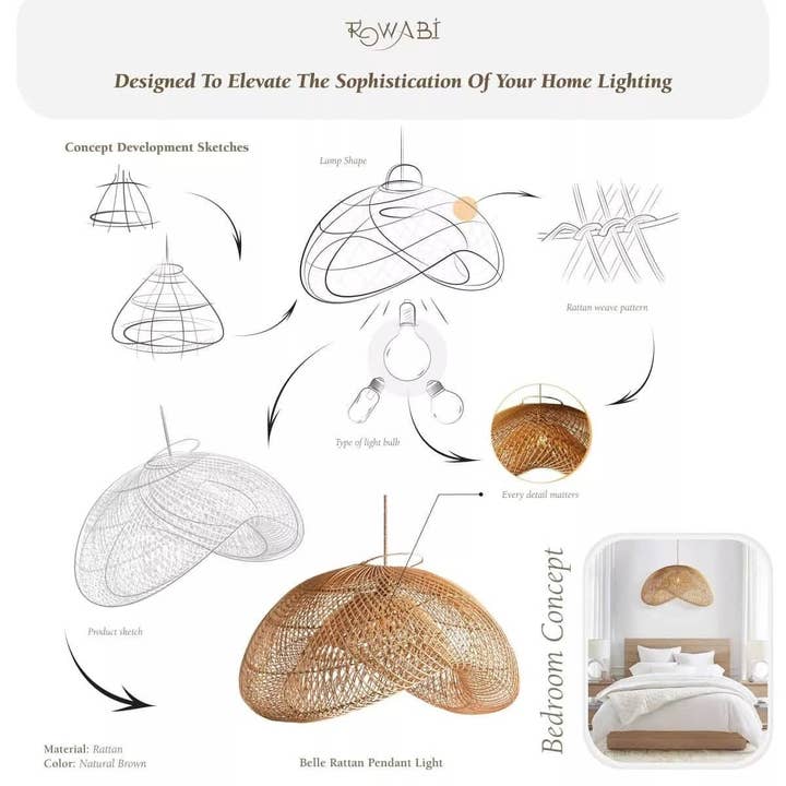 Rowabi - Wholesale Chandelier/Hanging Light - Sepherina Rattan Pendant Light7