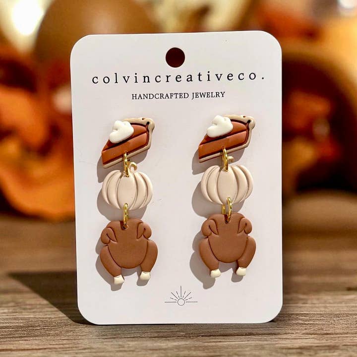 Polymer Clay Thanksgiving Dangle Earrings for wholesale by colvincreativeco.