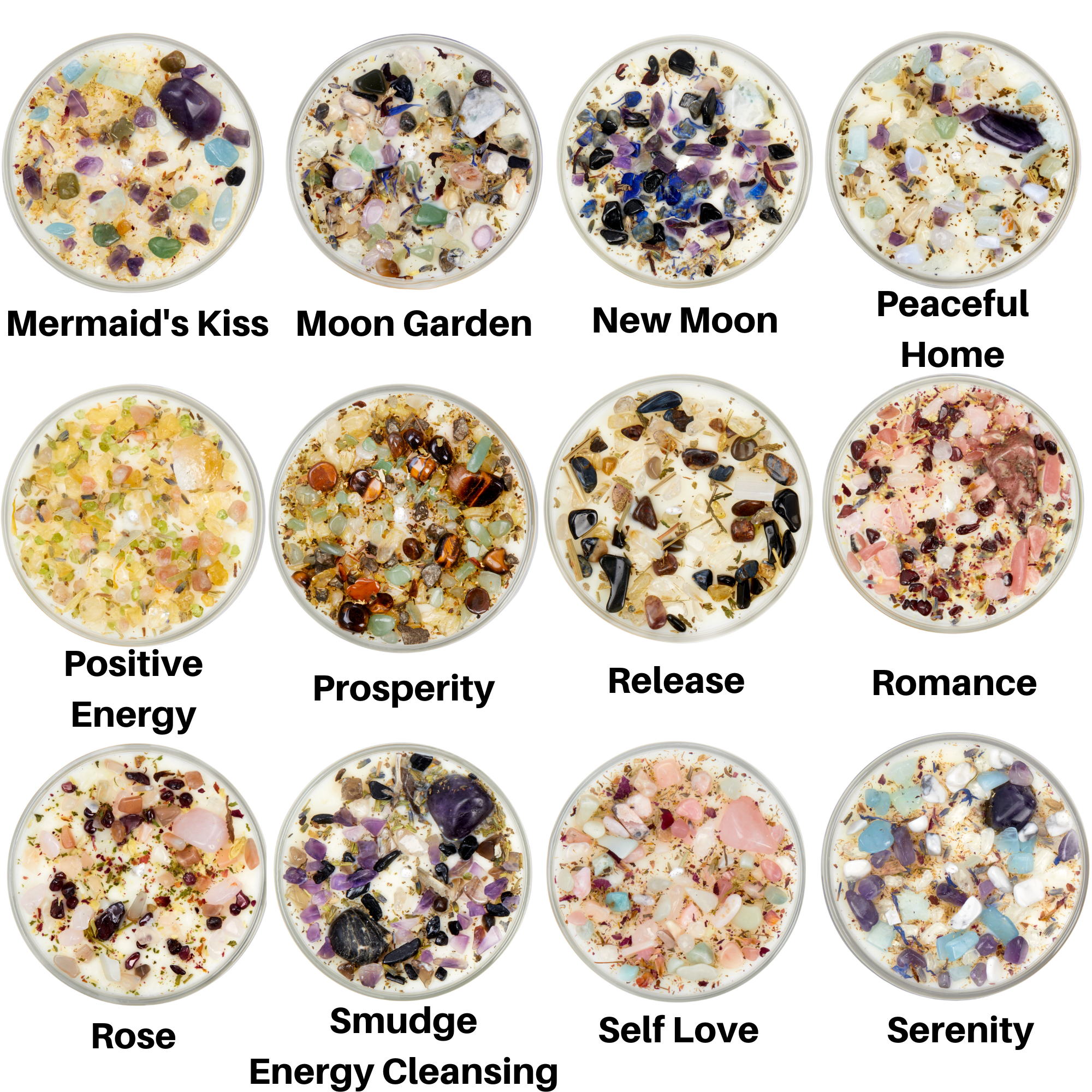 New Moon Beginnings - Wholesale Travel Candles - Crystals & Herb Energy Candles 8oz Tin Soy Candles Handmade67