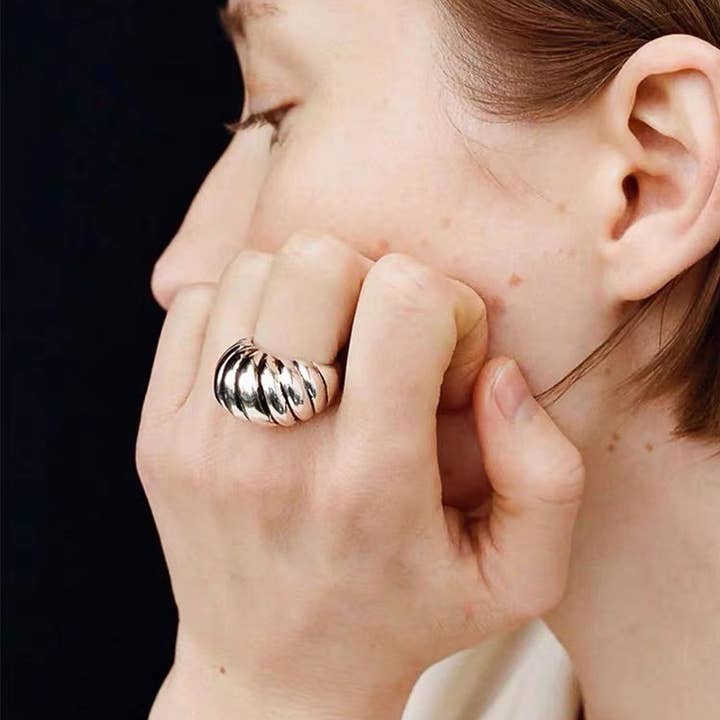Silver Nalani 18K GoldContemporary Croissant Ring for wholesale on Faire