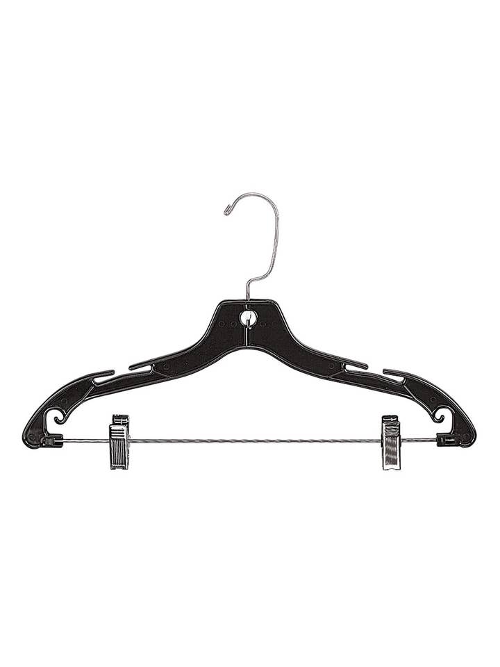 17" Black Plastic Suit Hangers - Case of 100 for wholesale by Store Supply Warehouse