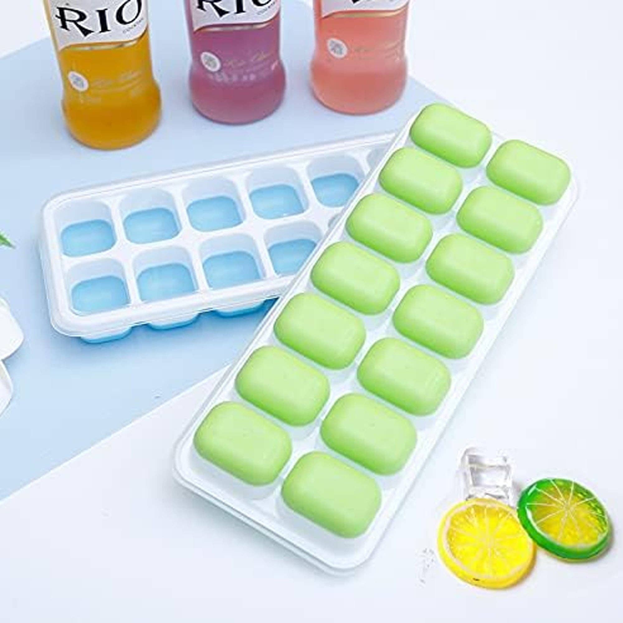 Vigor Path - Wholesale Ice Tray/Mold - 2 Pack Silicone stackable Ice Cube Trays - (White+Blue)2