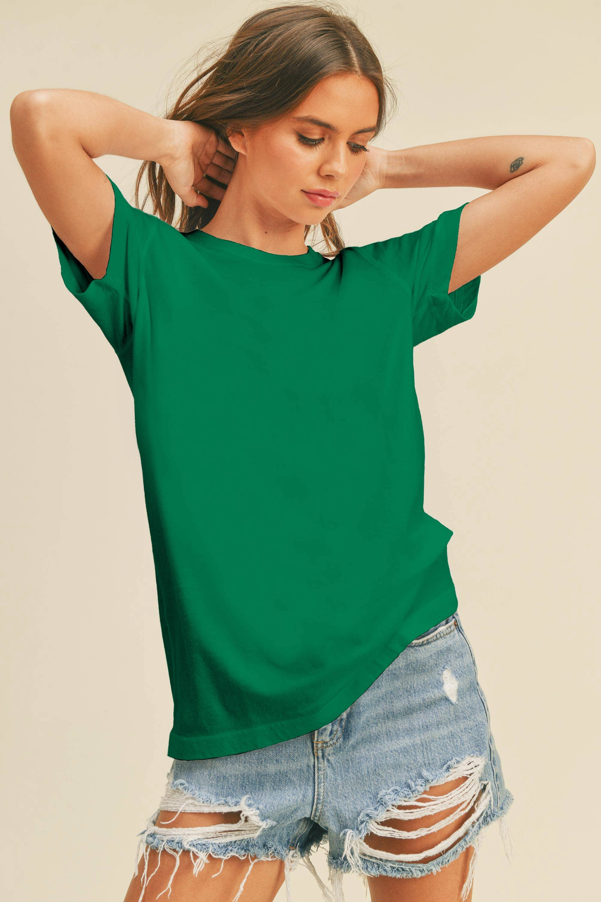 Honestee - Venta al por mayor Camiseta estampada - Mujer - Camiseta Clásica de Manga Corta en Blanco12