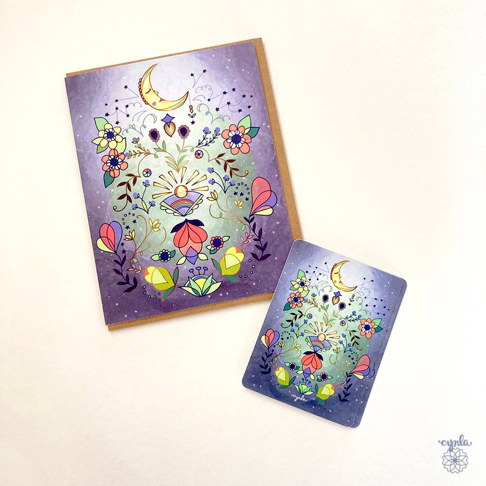 Cynla - Venta al por mayor Tarjetas de cumpleaños - Tarjeta de felicitación Moon Glow, tarjeta de cumpleaños con forma de luna en blanco, mística2