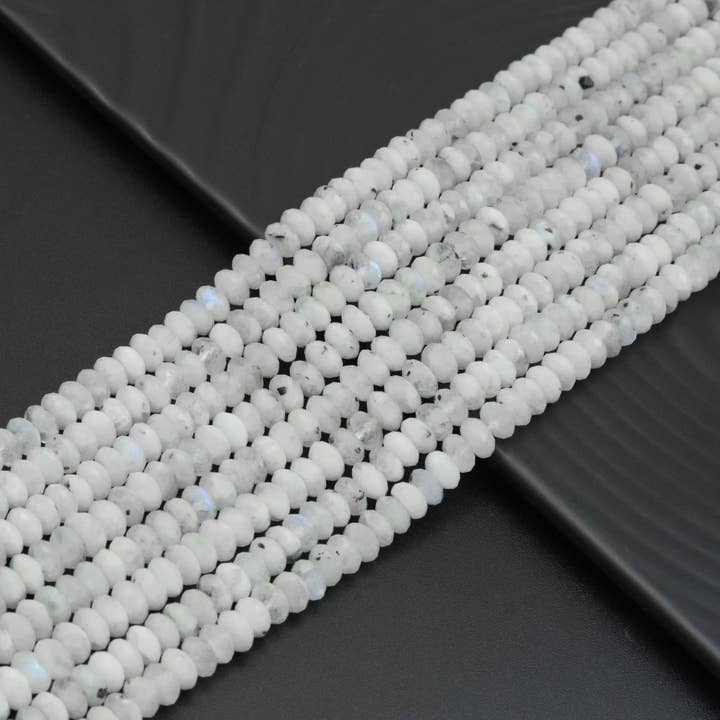 Perles rondelles en pierre de lune tourmalée 5 x 8 mm, Sku #U1947 pour la vente par BestBeads&Beyond