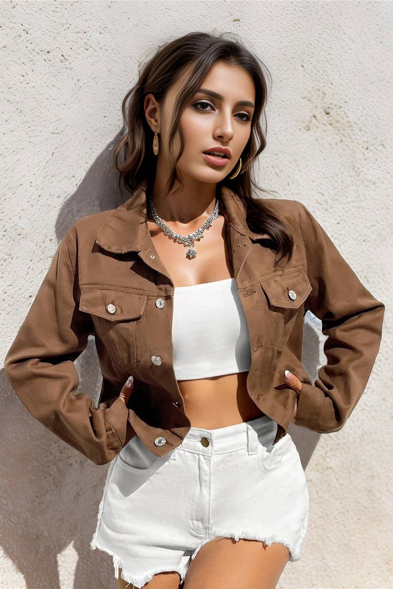 NINEXIS - Wholesale Denim Jacket - Women's - CWJJ0138_WOMEN'S CASUAL CROPPED DENIM JACKET TOP10