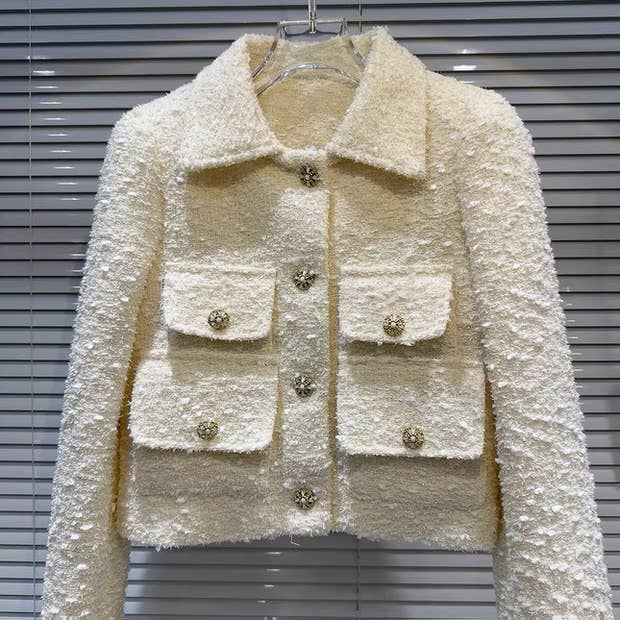 abrikos SET185Y Efterårstweed Kort Jakke & Skræddersyede Bukser Sæt for engroshandel på Faire3