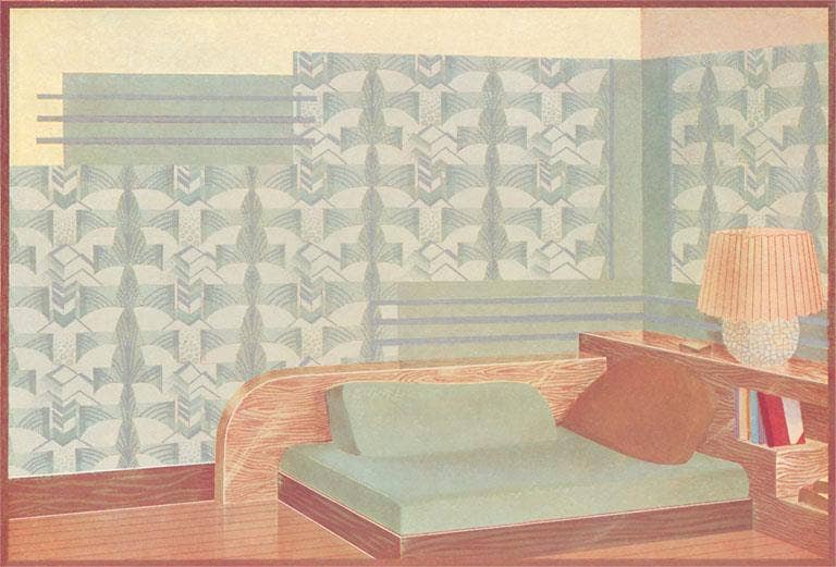 Found Image Press - Wholesale Postcard - Postcard AD-631 Living Room Rendering0
