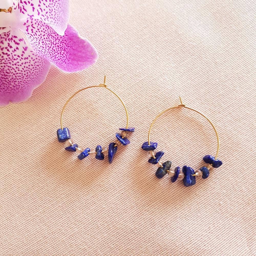 GINANDGER - Wholesale Hoop Earrings - EARRINGS PRISCA LAPIS LAZULI2