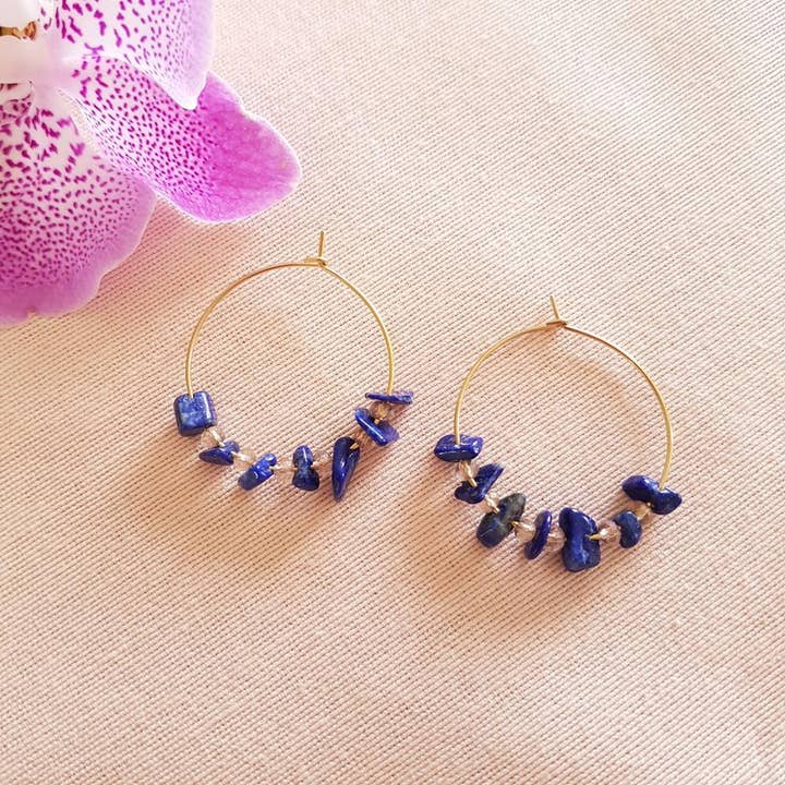 GINANDGER - Wholesale Hoop Earrings - EARRINGS PRISCA LAPIS LAZULI2