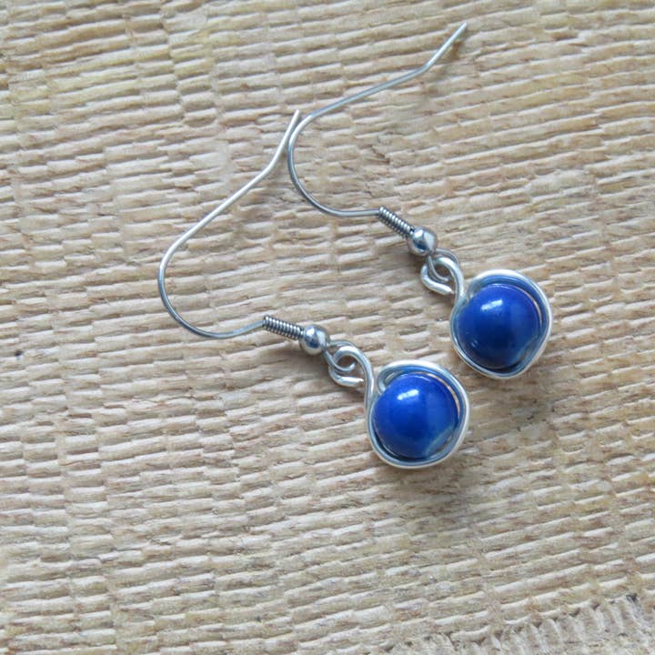 Ocean Blue baumeln Edelstahlohrringe für den Großhandel von Crystal McMaster Jewellery Designer