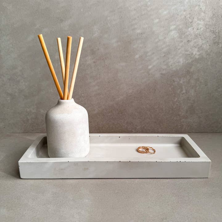 Minimal Loot Design - Wholesale Decorative Tray - Rectangular Concrete Tray, Entryway Tray, Jewelry Dish, Minimalist Cement Catchall, Soap Bottle Tray, Bathroom Tray, Trinket Holder, Modern
