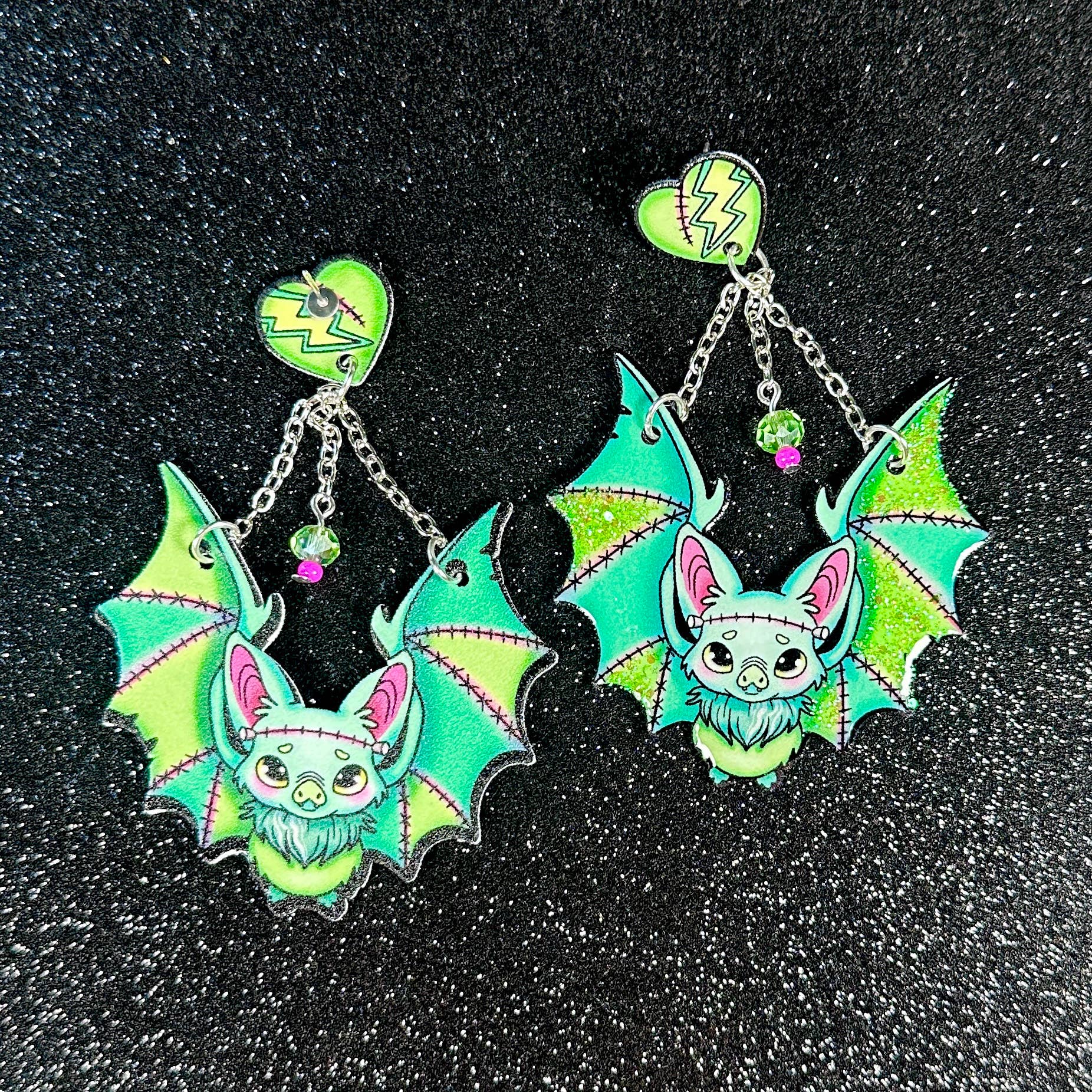 Sea Pixie Designs - Wholesale Dangle Earrings - Frankenstein Bats Halloween Dangle Earrings, Spooky & Cute3