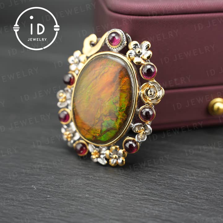 idjewelry – wholesale Individuell berlock/hänge – Naturlig Ammolit-hänge| Handgjorda Ädelstenssmycken| Vintage Opalhänge| Unik Gåva för Kvinnor
