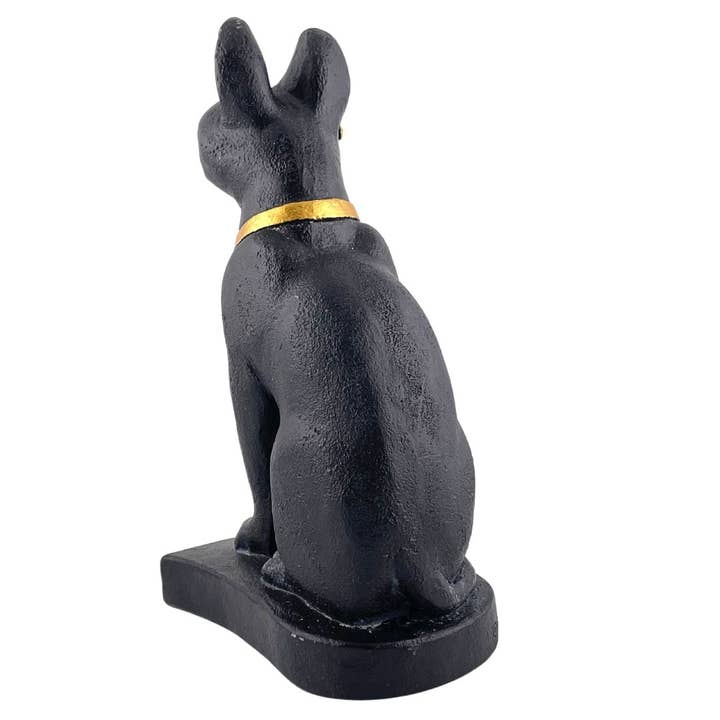 Museum Wholesale Inc - Vente Figurine décorative - Statue de chat égyptien Bastet portant un collier Ankh 7H, noir avec or3