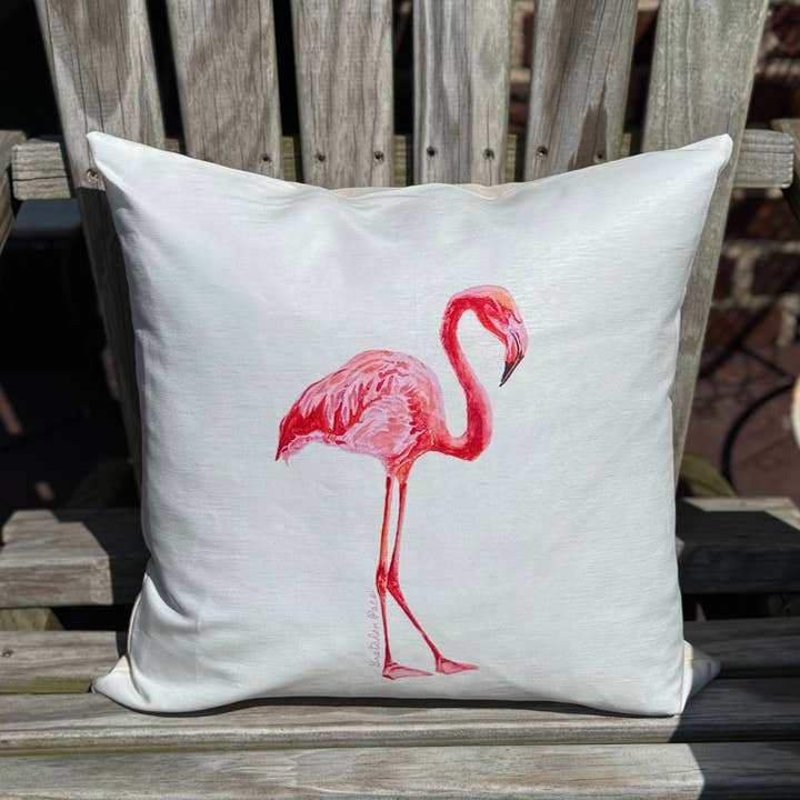 Goose and Willow - Wholesale Throw/Decorative Pillow - Throw Pillow - Flamingo on Linen Cotton4