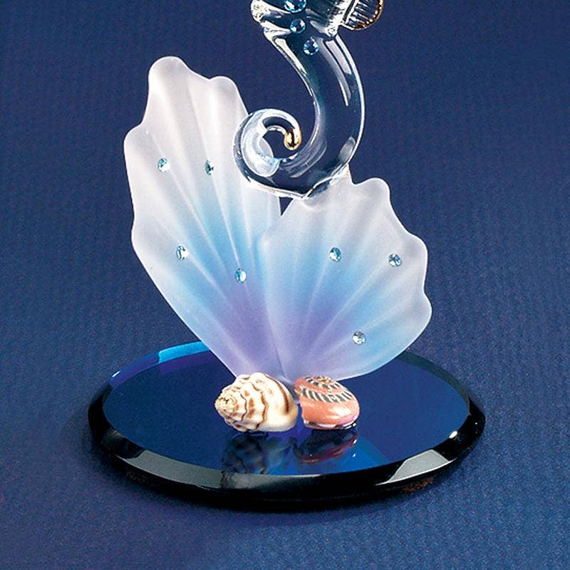 Glass Baron – wholesale Decorative tabletop object – S3 253: Sea Horse on Blue Coral2