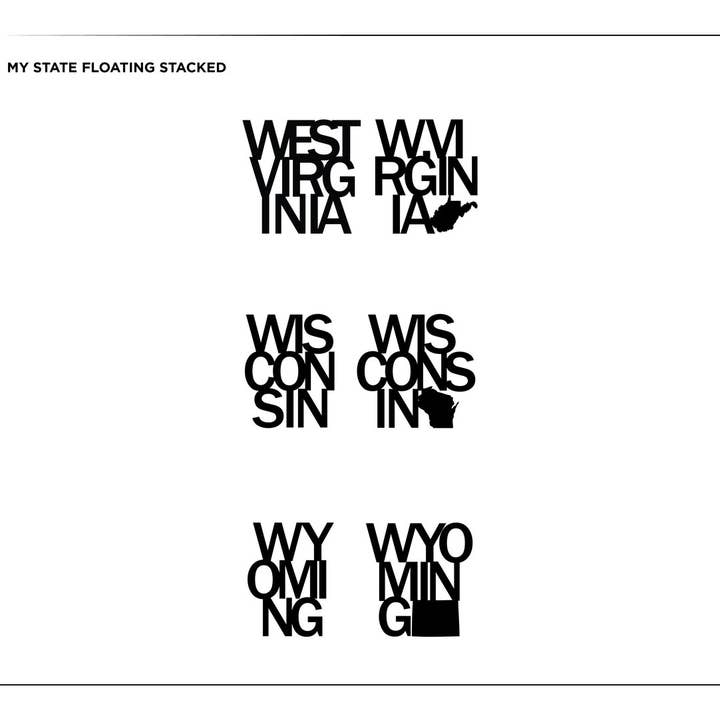 Grainwell - Wholesale Sign - State Name Floating Stacked10